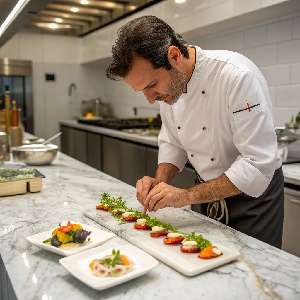 Chef preparing gourmet dish
